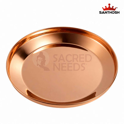 Copper Harivana Plate – 11.4 Inch (29 cm) Diameter | Traditional Copper Pooja Plate for Hindu Rituals, Offerings & Temple Worship