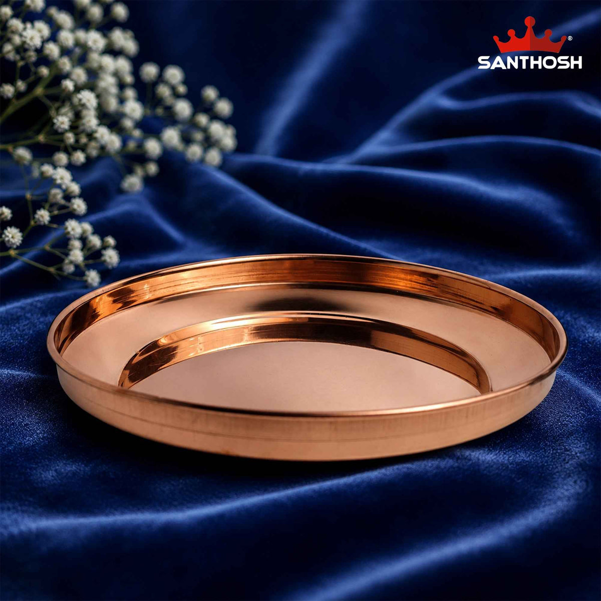 Copper Harivana Plate – 11.4 Inch (29 cm) Diameter | Traditional Copper Pooja Plate for Hindu Rituals, Offerings & Temple Worship