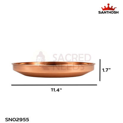 Copper Harivana Plate – 11.4 Inch (29 cm) Diameter | Traditional Copper Pooja Plate for Hindu Rituals, Offerings & Temple Worship