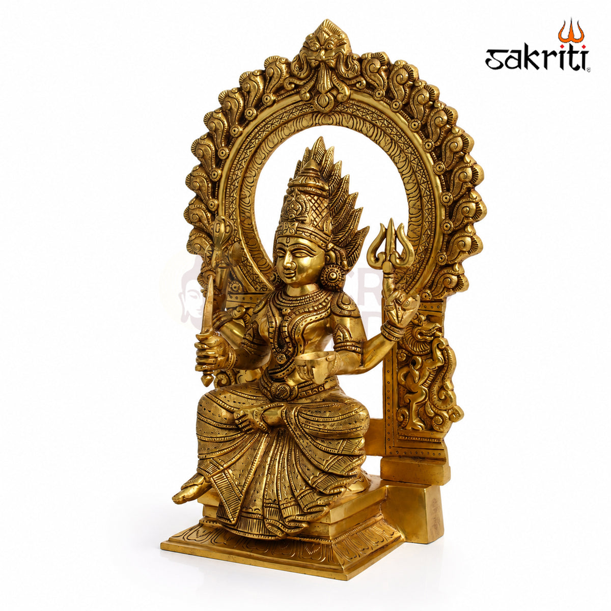 Brass Frame Mari Amman Idol – 16.5 Inch (41.9 cm) Height | Goddess Amman Framed Statue for Pooja Room, Home Temple & Traditional Décor