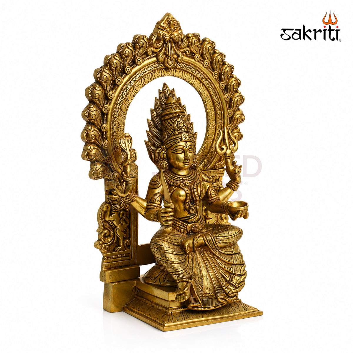 Brass Frame Mari Amman Idol – 16.5 Inch (41.9 cm) Height | Goddess Amman Framed Statue for Pooja Room, Home Temple & Traditional Décor