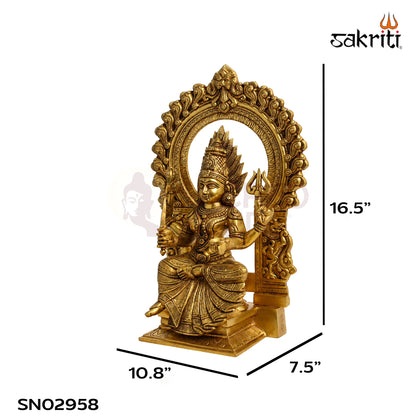 Brass Frame Mari Amman Idol – 16.5 Inch (41.9 cm) Height | Goddess Amman Framed Statue for Pooja Room, Home Temple & Traditional Décor