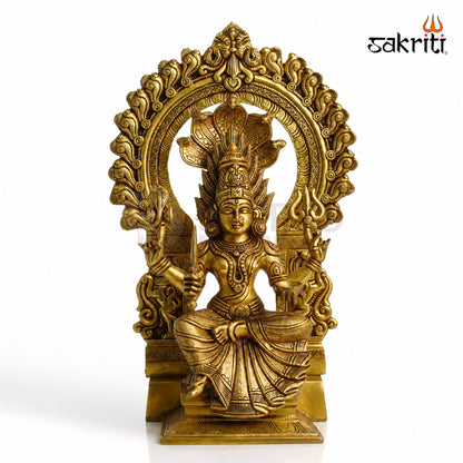 Brass Frame Karumari Amman Idol – 17.5 Inch (44.5 cm) Height | Goddess Amman Statue with Decorative Frame for Pooja Room & Home Temple