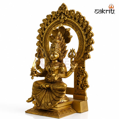 Brass Frame Karumari Amman Idol – 17.5 Inch (44.5 cm) Height | Goddess Amman Statue with Decorative Frame for Pooja Room & Home Temple