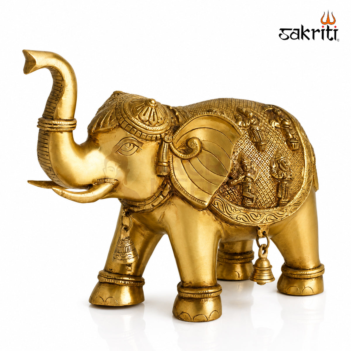 Brass Elephant with Dasavatharam – 12 Inch (30.5 cm) Height | Traditional Brass Elephant Statue for Pooja Room, Temple & Home Décor