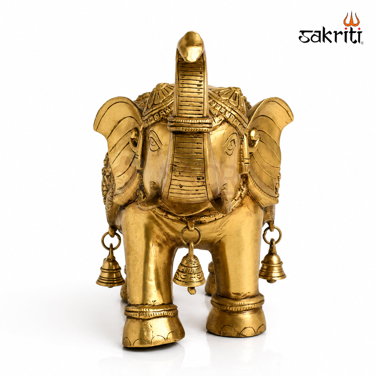 Brass Elephant with Dasavatharam – 12 Inch (30.5 cm) Height | Traditional Brass Elephant Statue for Pooja Room, Temple & Home Décor