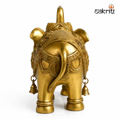 Brass Elephant with Dasavatharam – 12 Inch (30.5 cm) Height | Traditional Brass Elephant Statue for Pooja Room, Temple & Home Décor