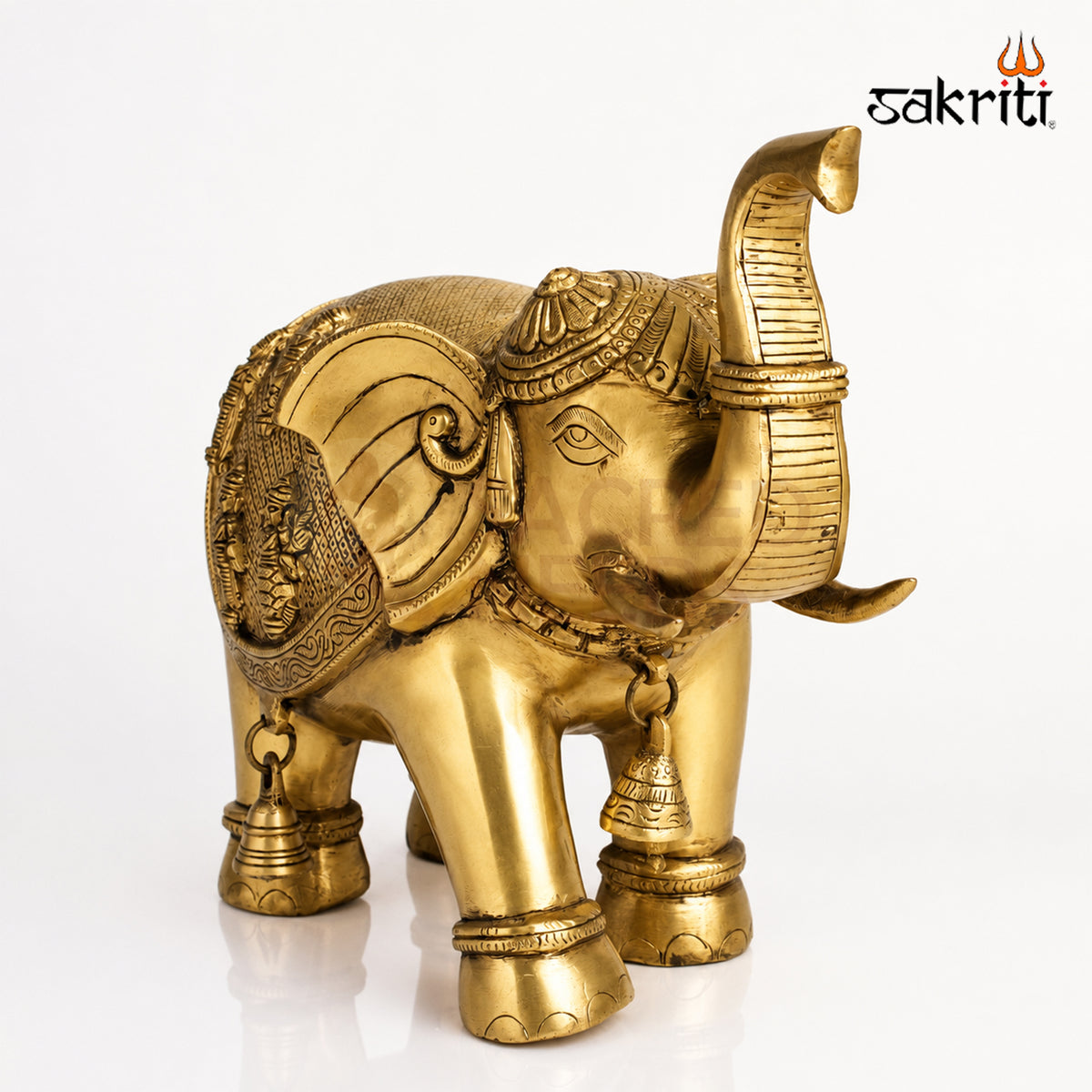 Brass Elephant with Dasavatharam – 12 Inch (30.5 cm) Height | Traditional Brass Elephant Statue for Pooja Room, Temple & Home Décor