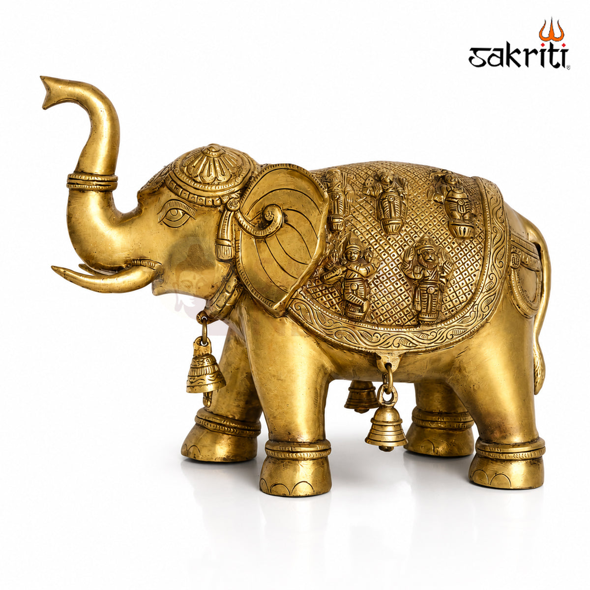 Brass Elephant with Dasavatharam – 12 Inch (30.5 cm) Height | Traditional Brass Elephant Statue for Pooja Room, Temple & Home Décor