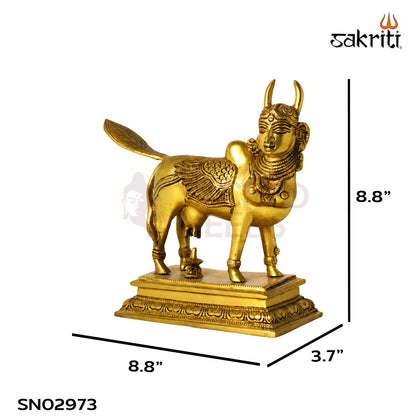 Brass Kamadhenu Cow and Calf Idol – 8.8 Inch (22.4 cm) Height | Traditional Hindu Cow Statue for Pooja Room, Home Temple & Spiritual Decor