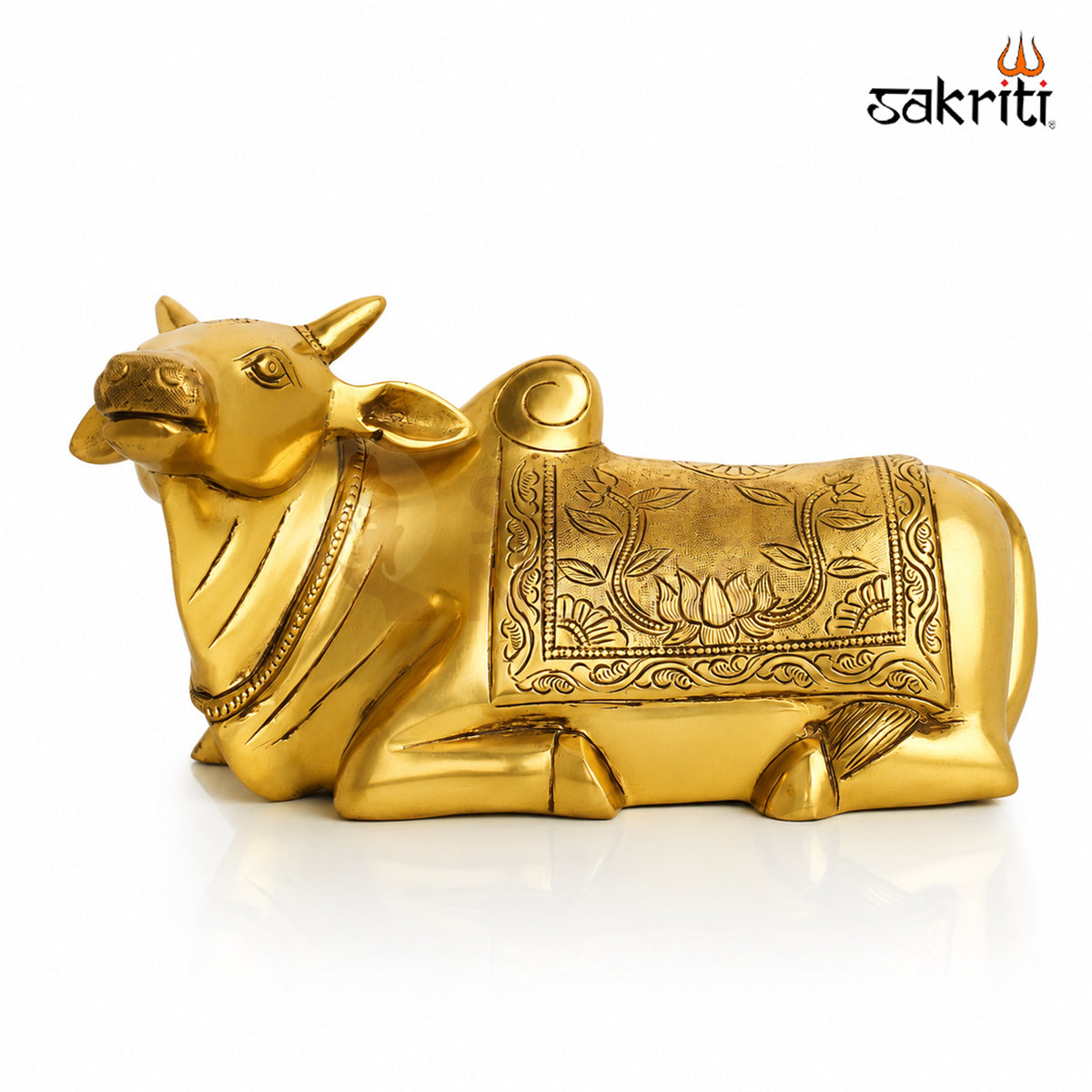 Brass Nandhi Idol – 5 Inch (12.7 cm) Height | Traditional Nandi Bull Statue for Lord Shiva Temple, Pooja Room & Home Décor