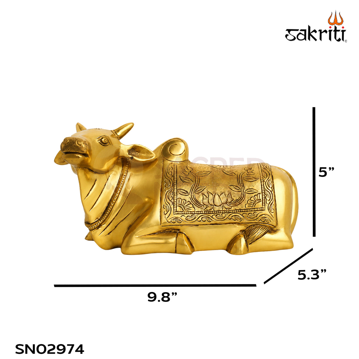 Brass Nandhi Idol – 5 Inch (12.7 cm) Height | Traditional Nandi Bull Statue for Lord Shiva Temple, Pooja Room & Home Décor