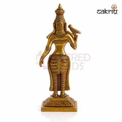 Brass Meenakshi Amman Idol – 9.5 Inch (24.1 cm) Height | Goddess Meenakshi Statue for Home Temple, Pooja Room & Traditional Décor