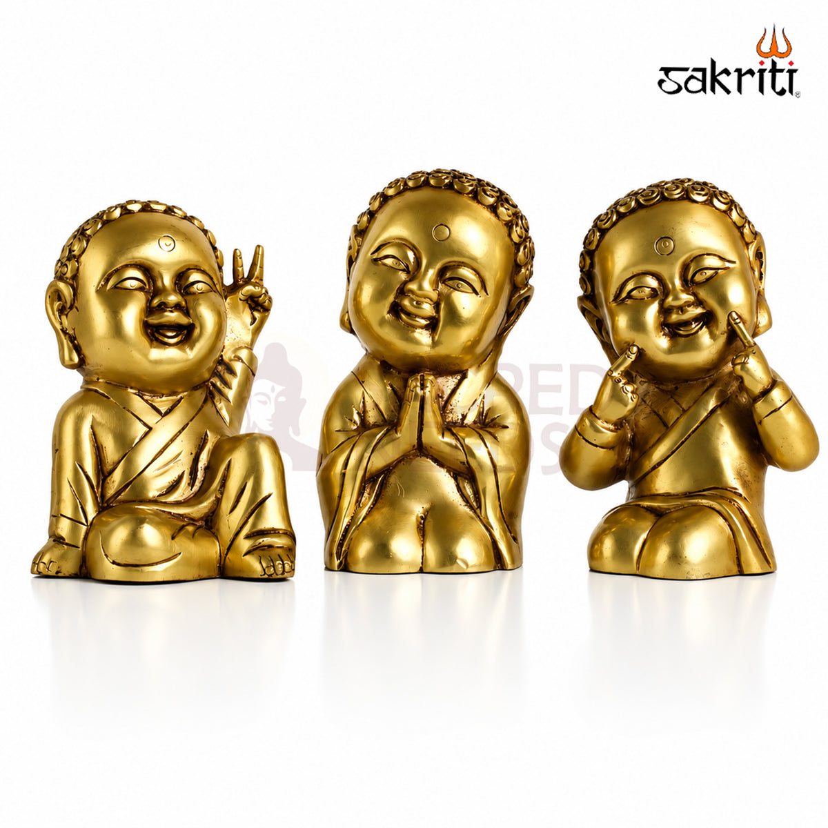 Brass Baby Monk Set – 7.2 Inch (18.3 cm) Height | Decorative Brass Monk Figurines for Home Décor, Meditation & Spiritual Spaces.