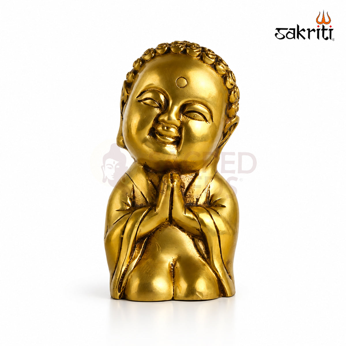 Brass Baby Monk Set – 7.2 Inch (18.3 cm) Height | Decorative Brass Monk Figurines for Home Décor, Meditation & Spiritual Spaces.