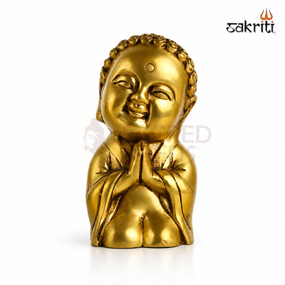 Brass Baby Monk Set – 7.2 Inch (18.3 cm) Height | Decorative Brass Monk Figurines for Home Décor, Meditation & Spiritual Spaces.