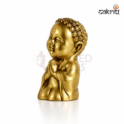 Brass Baby Monk Set – 7.2 Inch (18.3 cm) Height | Decorative Brass Monk Figurines for Home Décor, Meditation & Spiritual Spaces.