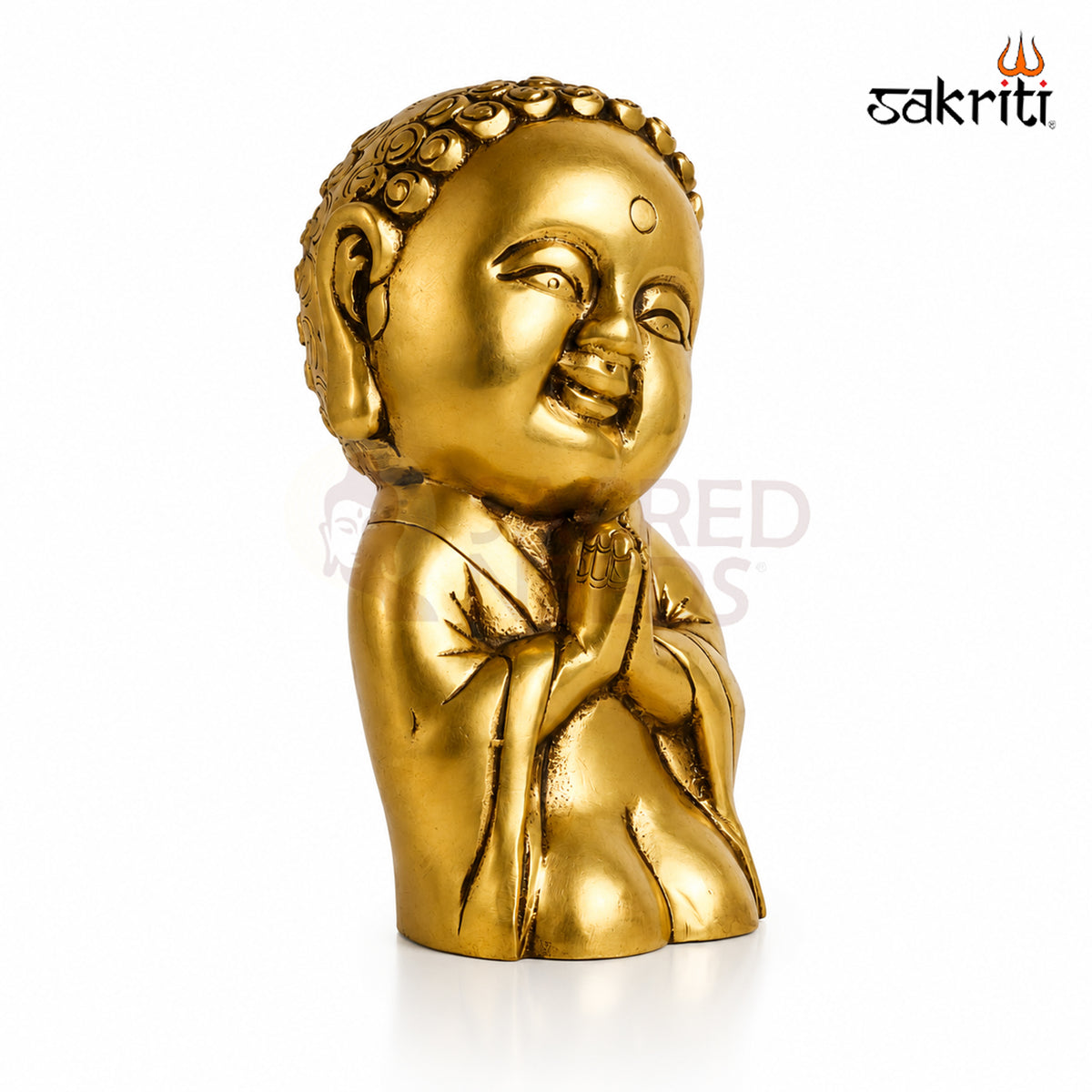 Brass Baby Monk Set – 7.2 Inch (18.3 cm) Height | Decorative Brass Monk Figurines for Home Décor, Meditation & Spiritual Spaces.
