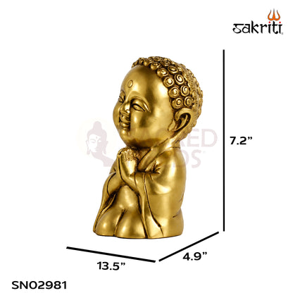Brass Baby Monk Set – 7.2 Inch (18.3 cm) Height | Decorative Brass Monk Figurines for Home Décor, Meditation & Spiritual Spaces.