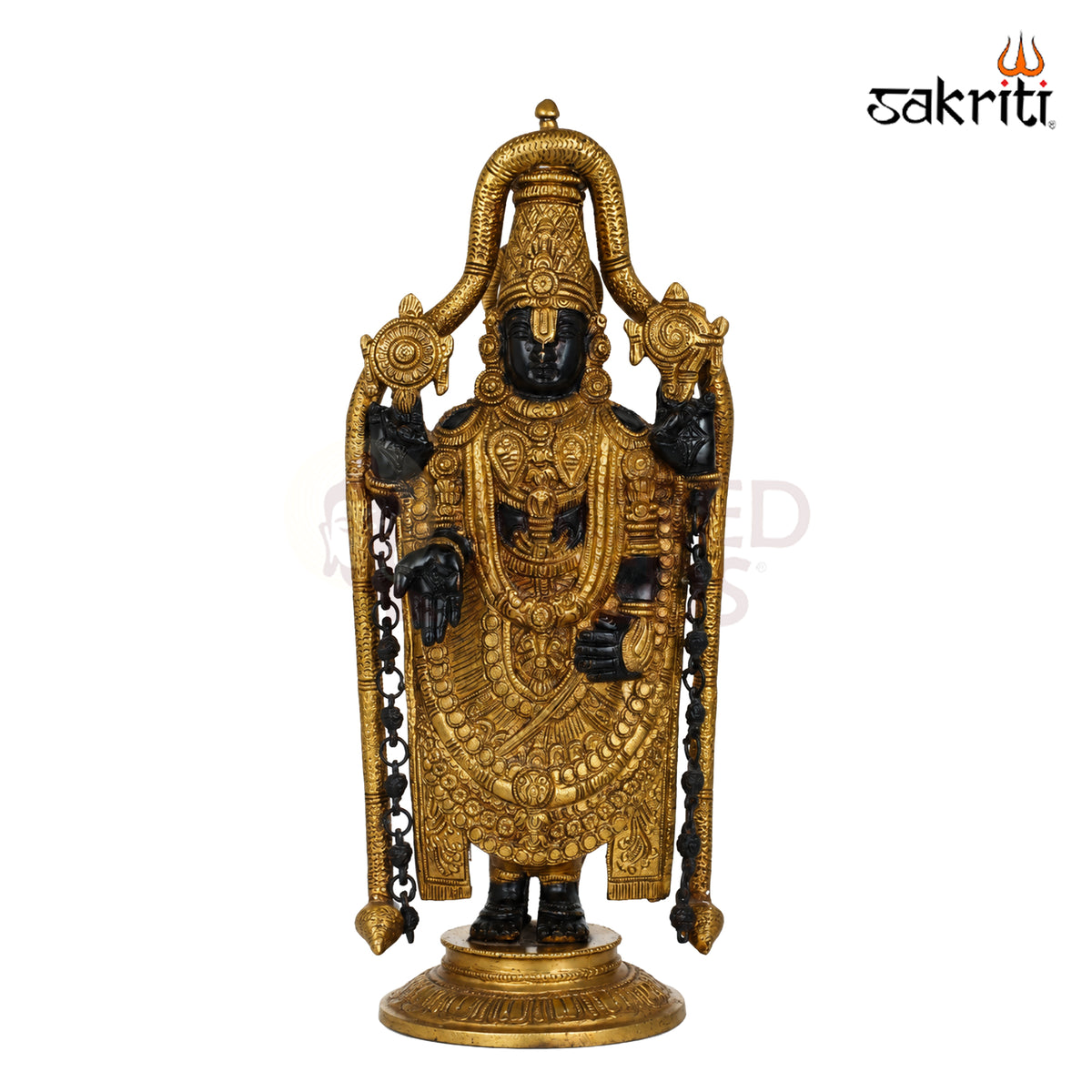 Brass Balaji Idol – 17 Inch (43.2 cm) Height | Lord Venkateswara Statue for Home Temple, Pooja Room & Traditional Spiritual Décor