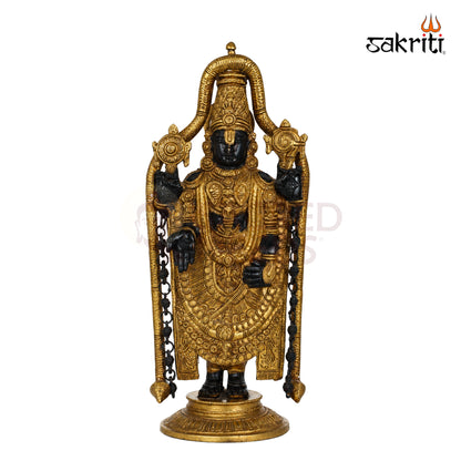 Brass Balaji Idol – 17 Inch (43.2 cm) Height | Lord Venkateswara Statue for Home Temple, Pooja Room & Traditional Spiritual Décor