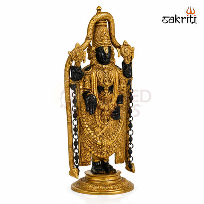Brass Balaji Idol – 17 Inch (43.2 cm) Height | Lord Venkateswara Statue for Home Temple, Pooja Room & Traditional Spiritual Décor