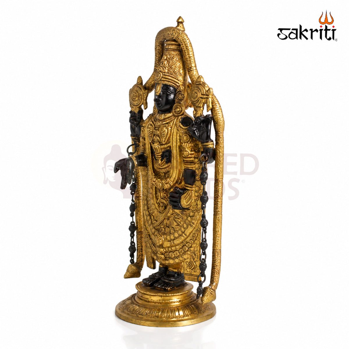 Brass Balaji Idol – 17 Inch (43.2 cm) Height | Lord Venkateswara Statue for Home Temple, Pooja Room & Traditional Spiritual Décor