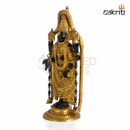 Brass Balaji Idol – 17 Inch (43.2 cm) Height | Lord Venkateswara Statue for Home Temple, Pooja Room & Traditional Spiritual Décor