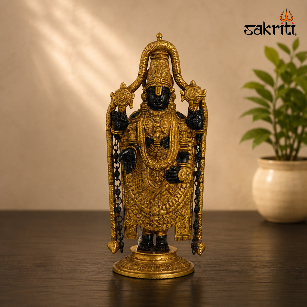 Brass Balaji Idol – 17 Inch (43.2 cm) Height | Lord Venkateswara Statue for Home Temple, Pooja Room & Traditional Spiritual Décor