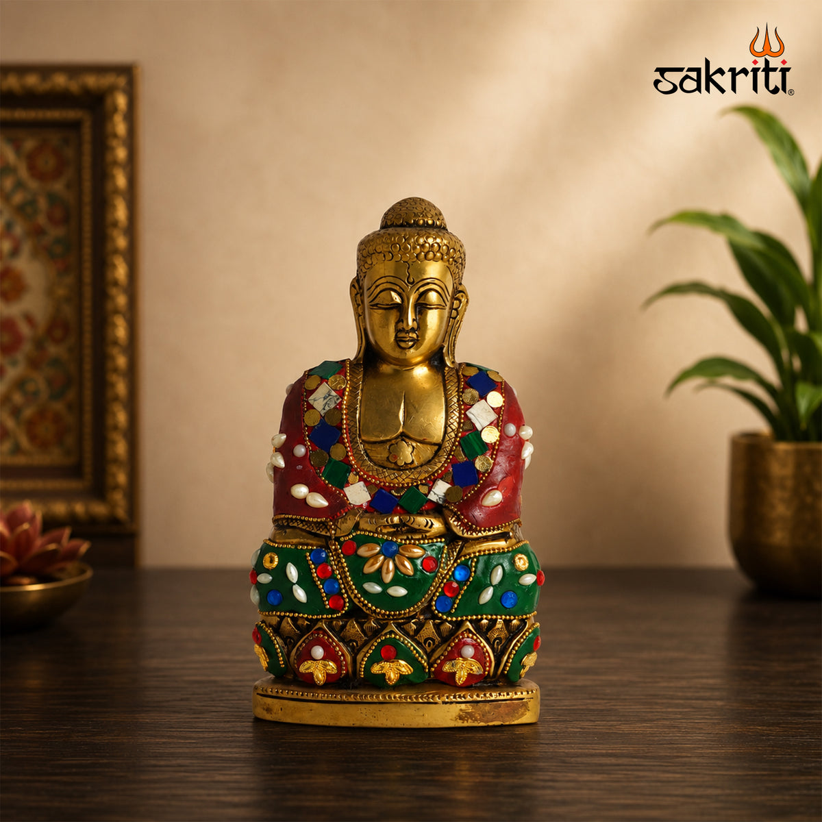Brass Buddha Idol – 7.9 Inch (20.1 cm) Height | Decorative Buddha Statue for Home Décor, Meditation, Yoga & Peaceful Interiors