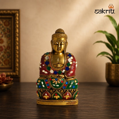 Brass Buddha Idol – 7.9 Inch (20.1 cm) Height | Decorative Buddha Statue for Home Décor, Meditation, Yoga & Peaceful Interiors