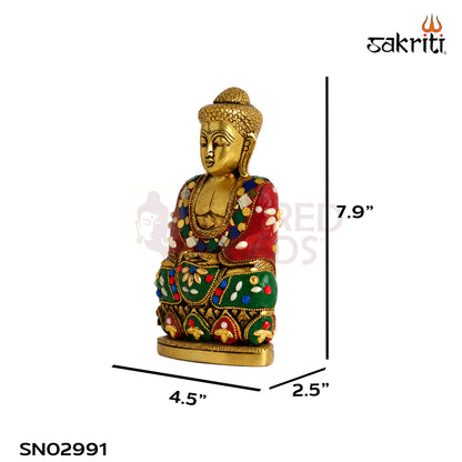 Brass Buddha Idol – 7.9 Inch (20.1 cm) Height | Decorative Buddha Statue for Home Décor, Meditation, Yoga & Peaceful Interiors