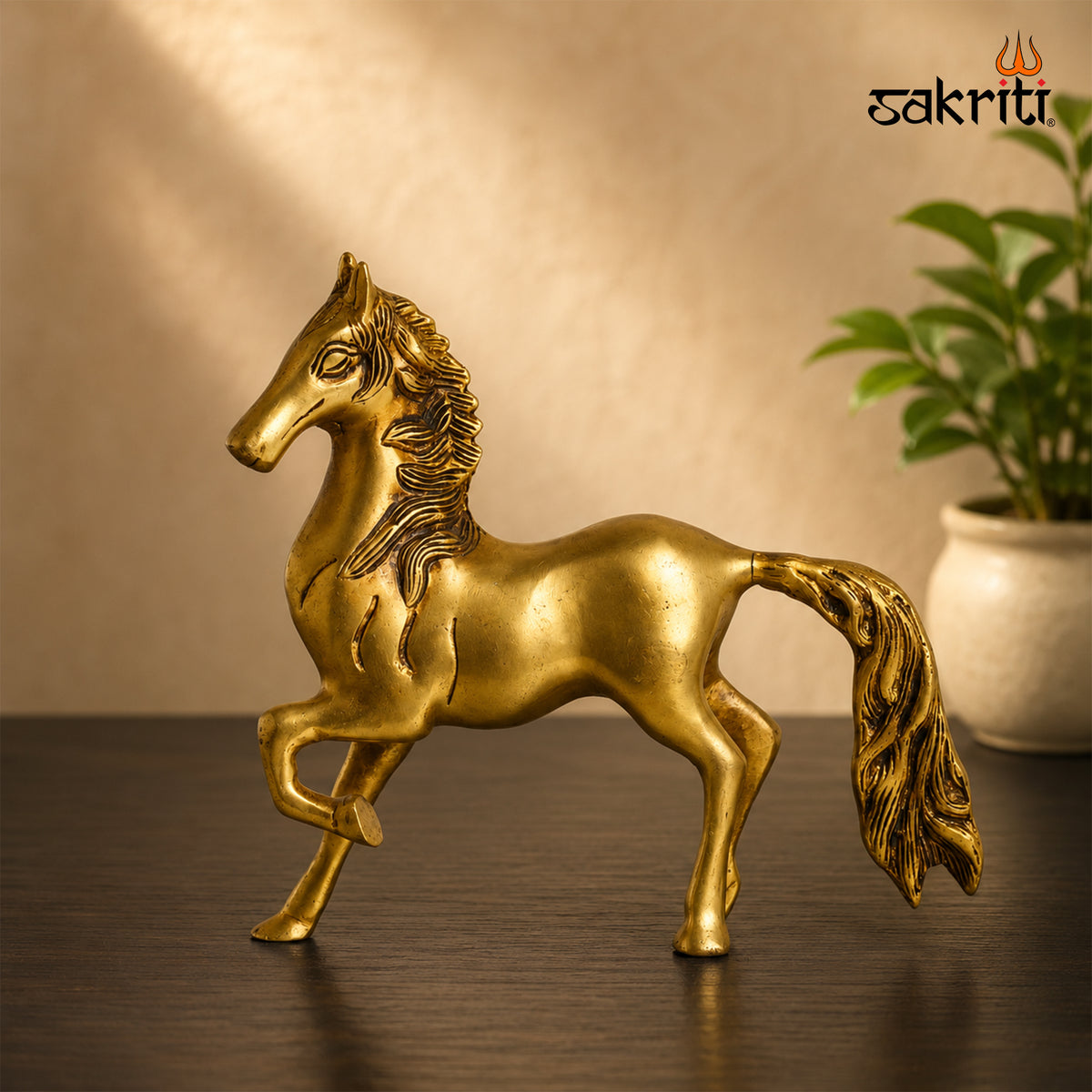Brass Horse Statue – 8 Inch (20.3 cm) Height | Decorative Brass Horse Figurine for Home Décor, Office, Living Room & Traditional Interiors