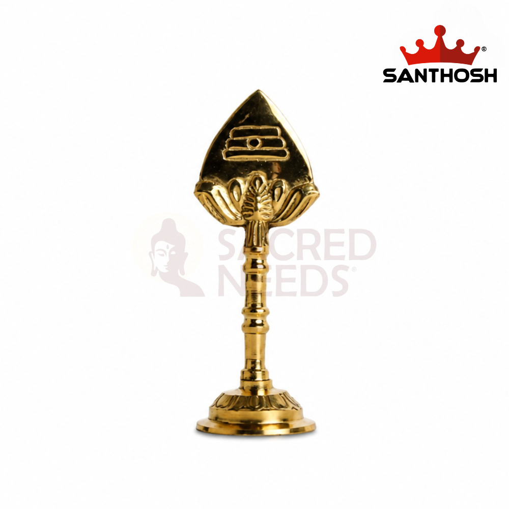 Brass Vel with Gold Base – 4.1 Inch (10.4 cm) Height | Lord Murugan Vel Symbol for Pooja Room, Home Temple & Spiritual Décor