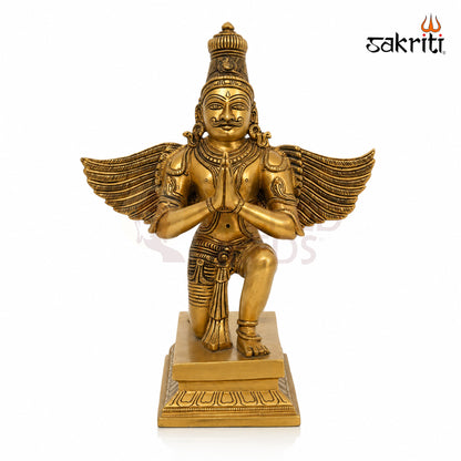 Brass Garuda Idol – 12 Inch (30.5 cm) Height | Traditional Lord Garuda Statue for Vishnu Pooja, Home Temple & Spiritual Décor.