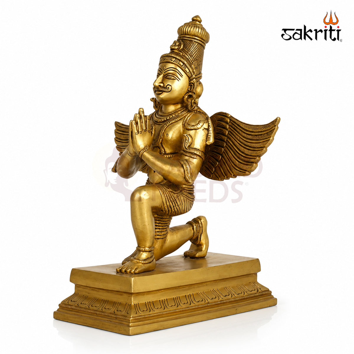 Brass Garuda Idol – 12 Inch (30.5 cm) Height | Traditional Lord Garuda Statue for Vishnu Pooja, Home Temple & Spiritual Décor.