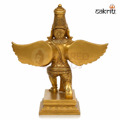 Brass Garuda Idol – 12 Inch (30.5 cm) Height | Traditional Lord Garuda Statue for Vishnu Pooja, Home Temple & Spiritual Décor.