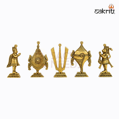 Sacred Needs Brass Namam Sangu Sakram Wall Mount with Garudan & Hanuman – 9 Inch (22.9 cm) Height | Decorative Brass Wall Plate for Temple & Pooja Room