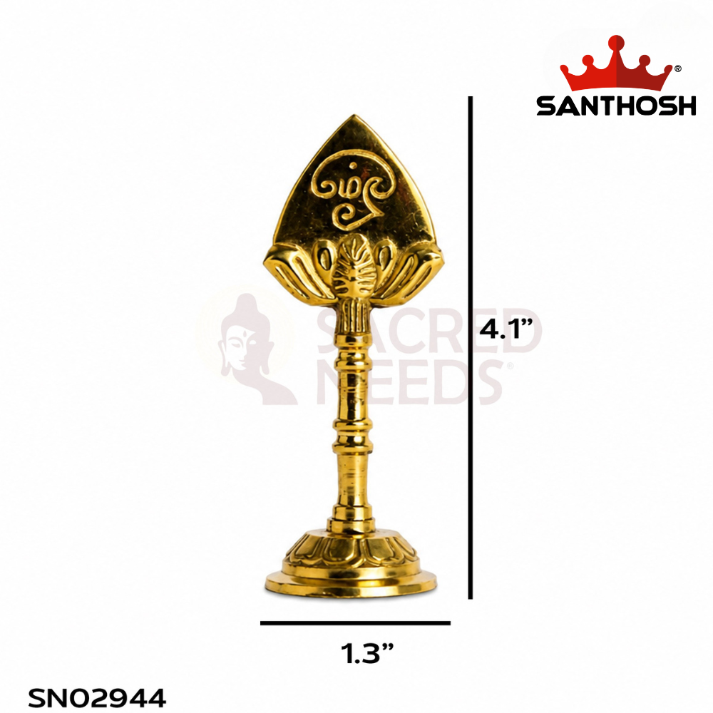 Brass Vel with Gold Base – 4.1 Inch (10.4 cm) Height | Lord Murugan Vel Symbol for Pooja Room, Home Temple & Spiritual Décor