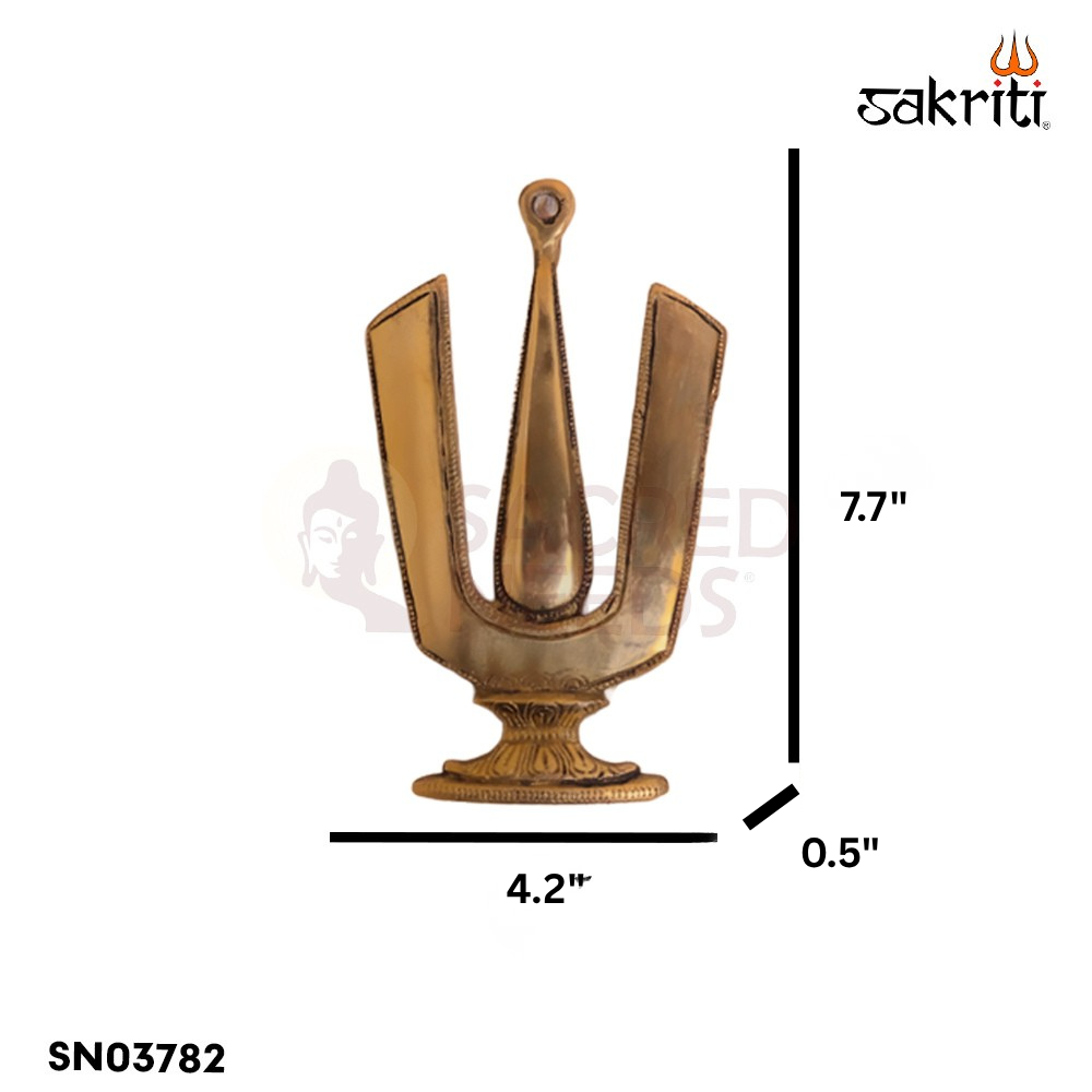 Sacred Needs Brass Shank Chakara Nammam Wall Mount Set – 8 Inch (20.3 cm) Height | Vaishnav Symbol Wall Hanging for Pooja Room & Temple Décor