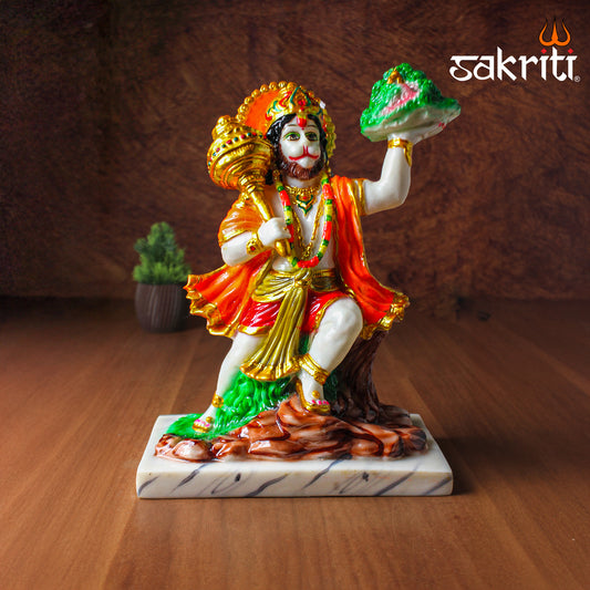 Marble Dust Hanuman – 11 Inch Height | Bajrangbali Hanuman Idol Statue for Temple & Spiritual Decor