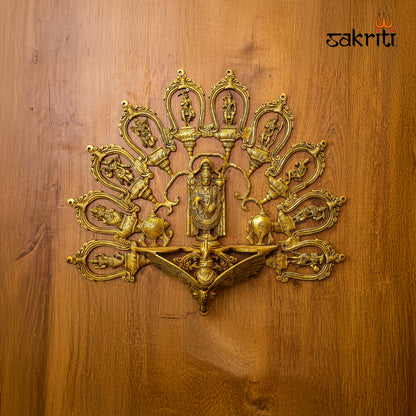 Brass Dasavatharam with Balaji Wall Mounted Frame – 25 Inch Length Traditional Hindu God Frame for Pooja Room and Home Decor