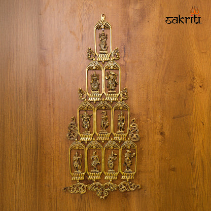 Brass Dasavatharam Frame – 30 Inch Traditional Wall Hanging for Home Temple & Pooja Room Décor