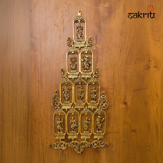 Brass Dasavatharam Frame – 30 Inch Traditional Wall Hanging for Home Temple & Pooja Room Décor