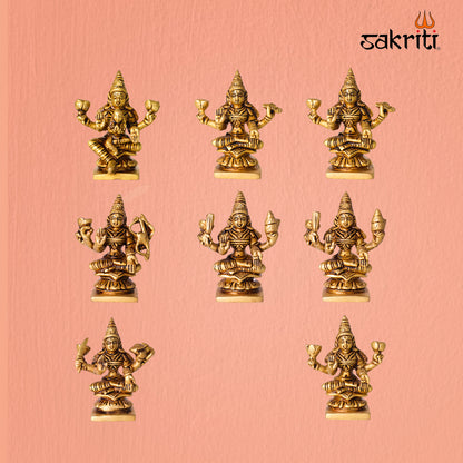 Brass Astalakshmi Set – 3.5 Inch Lakshmi Idol (8 Pieces) for Pooja Room, Temple Decor & Gifting