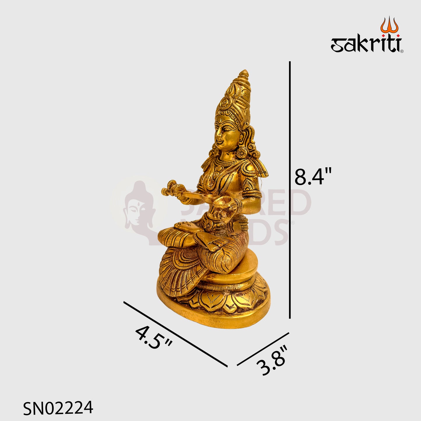 Brass Annapoorani Idol – 8.4 Inch | Goddess Annapoorna Statue for Home & Temple