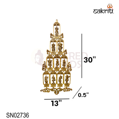 Brass Dasavatharam Frame – 30 Inch Traditional Wall Hanging for Home Temple & Pooja Room Décor