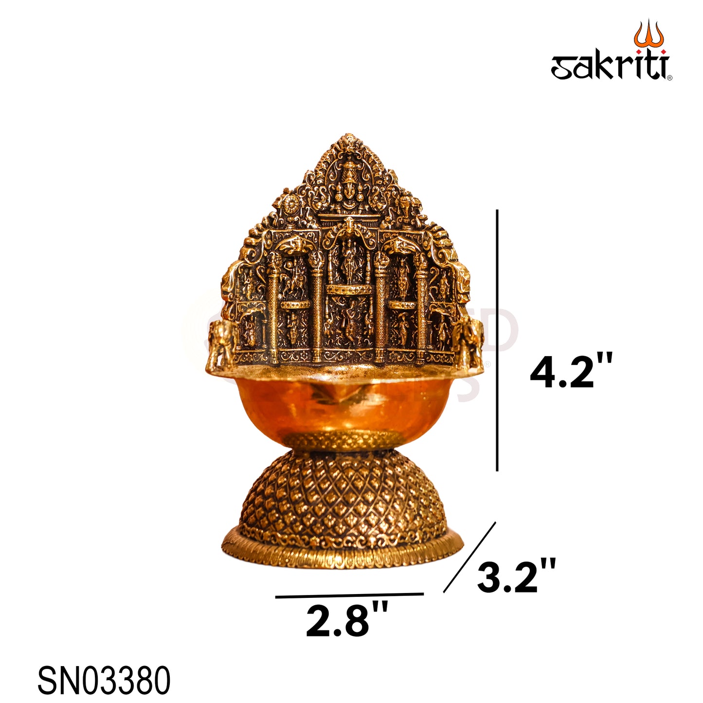 Brass Dasavatharam Vilakku – 4.2 Inch Traditional Oil Lamp for Pooja Room and Home Decor