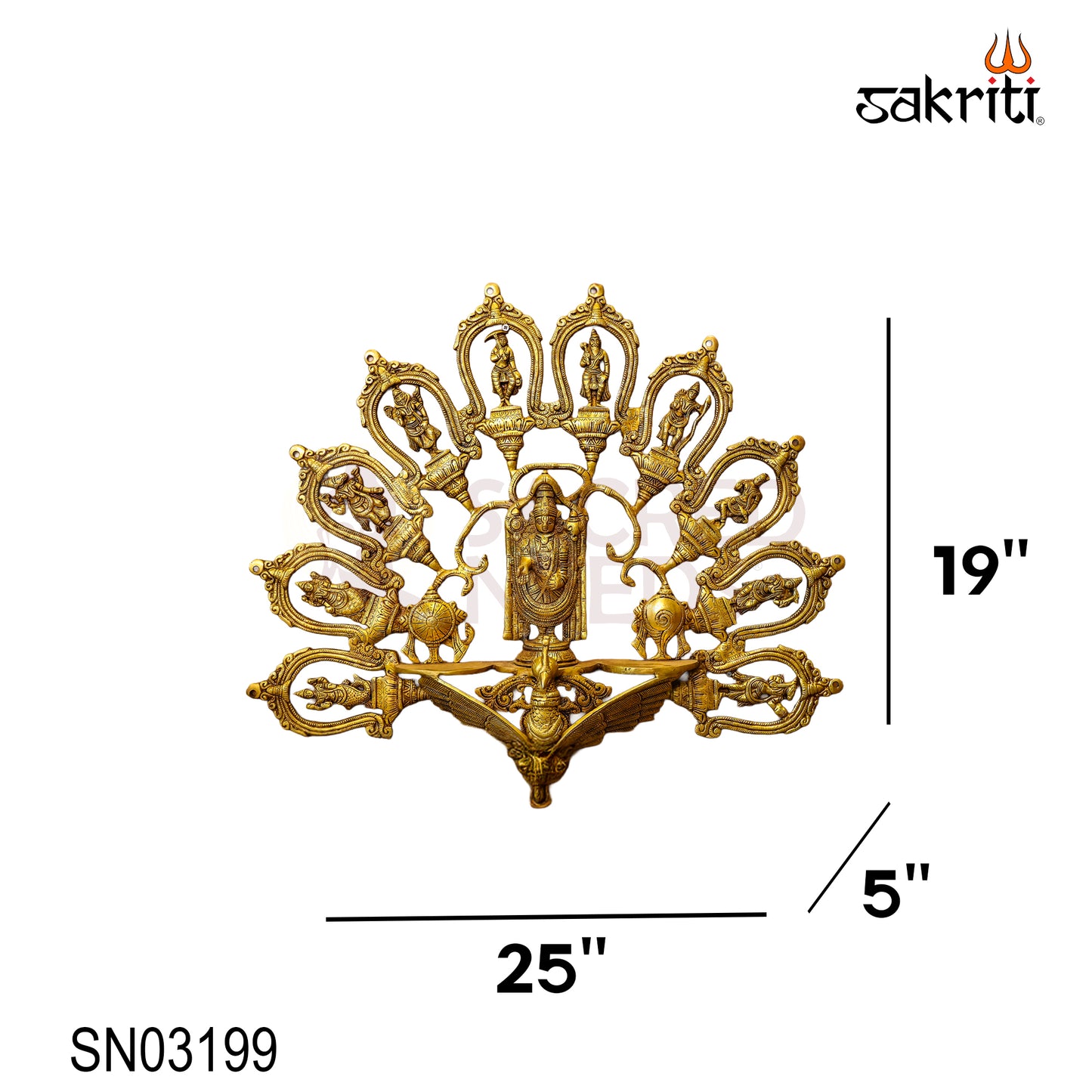 Brass Dasavatharam with Balaji Wall Mounted Frame – 25 Inch Length Traditional Hindu God Frame for Pooja Room and Home Decor