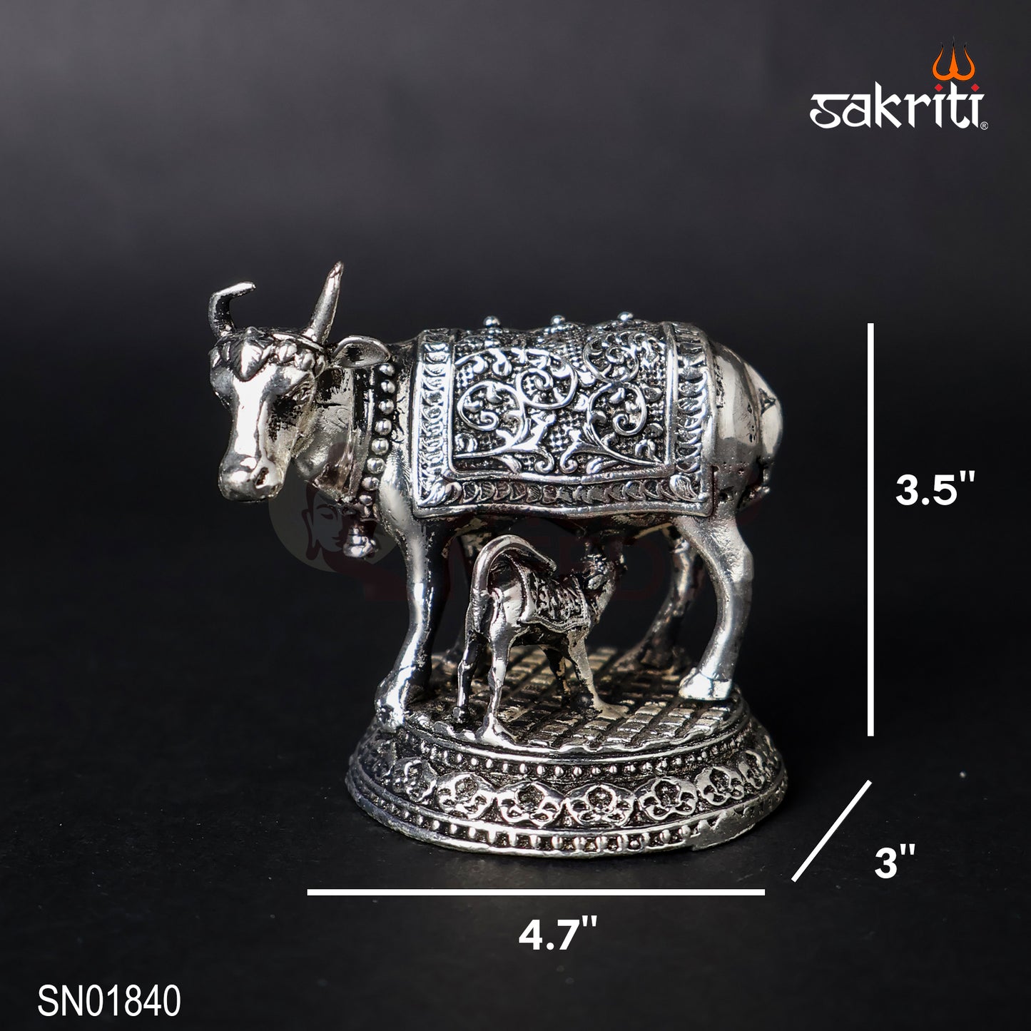 Brass Cow & Calf Statue – 2.2 Inch Height | Miniature Pooja & Home Décor Figurine